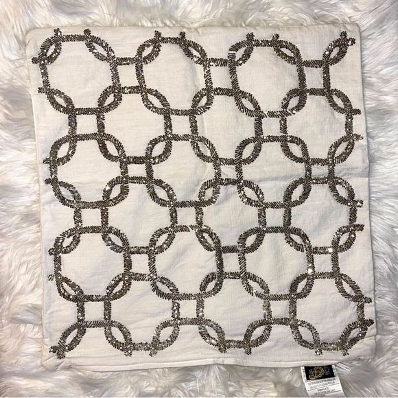 Devi Designs Beaded Embellished Pillow Cover | 19x19 Square - Picture 1 of 10